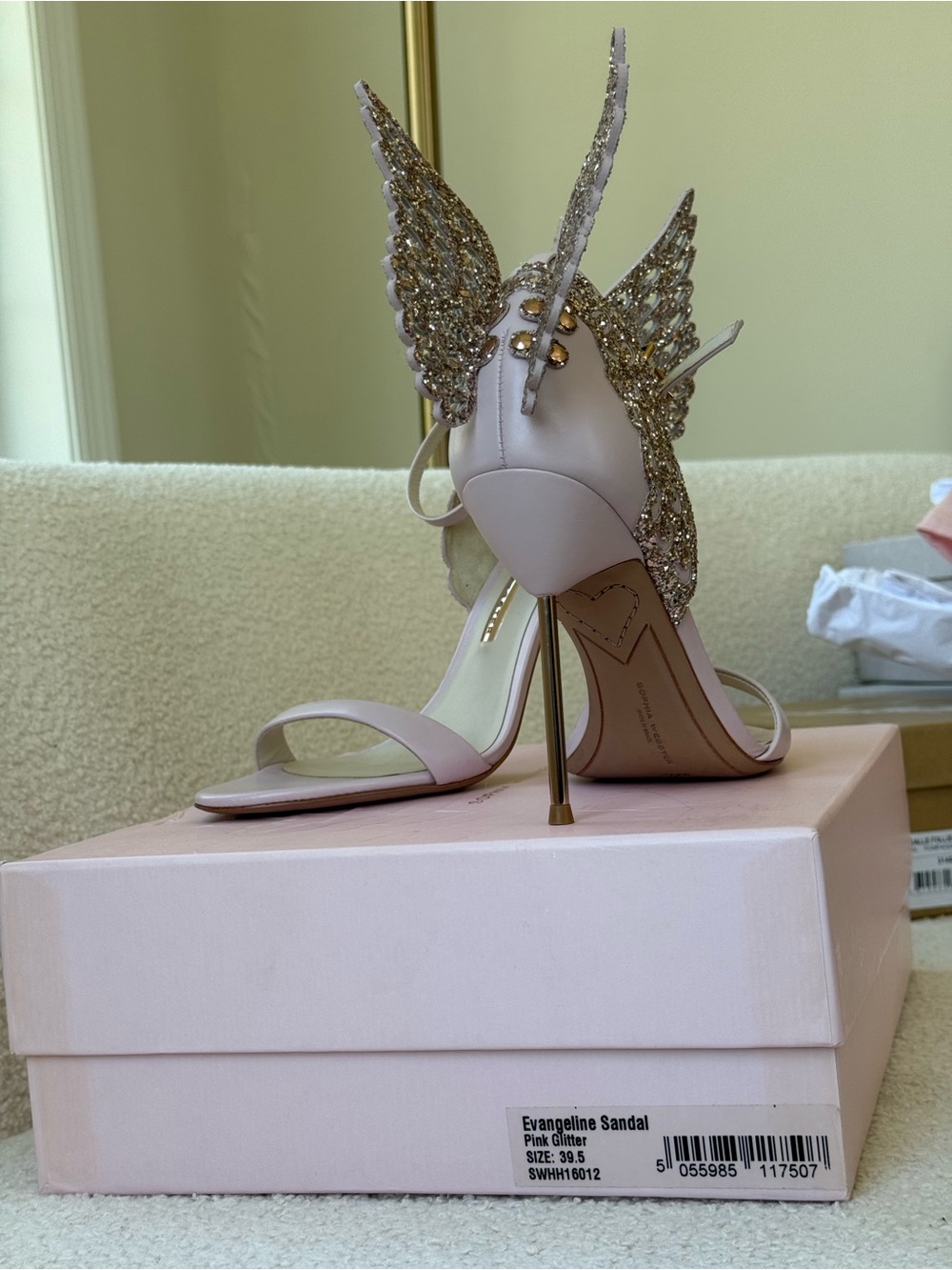 Sophia Webster Blush Pink Crystal Wing Embellished Heels - Picture 10 of 12